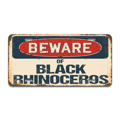 Beware of Black Rhinoceros Aluminum Plate Frame