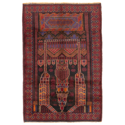 Tapis noir Teimani 3 pi 4 po x 4 pi 11 po