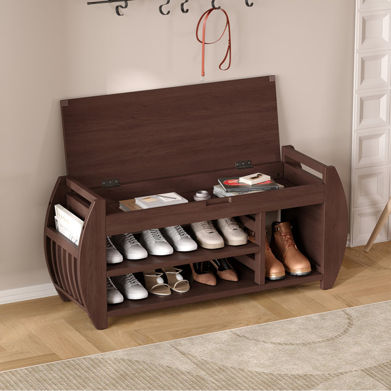 Banc de rangement en tissu, H 38,1 po x l 42 po x P 13 po, Espresso