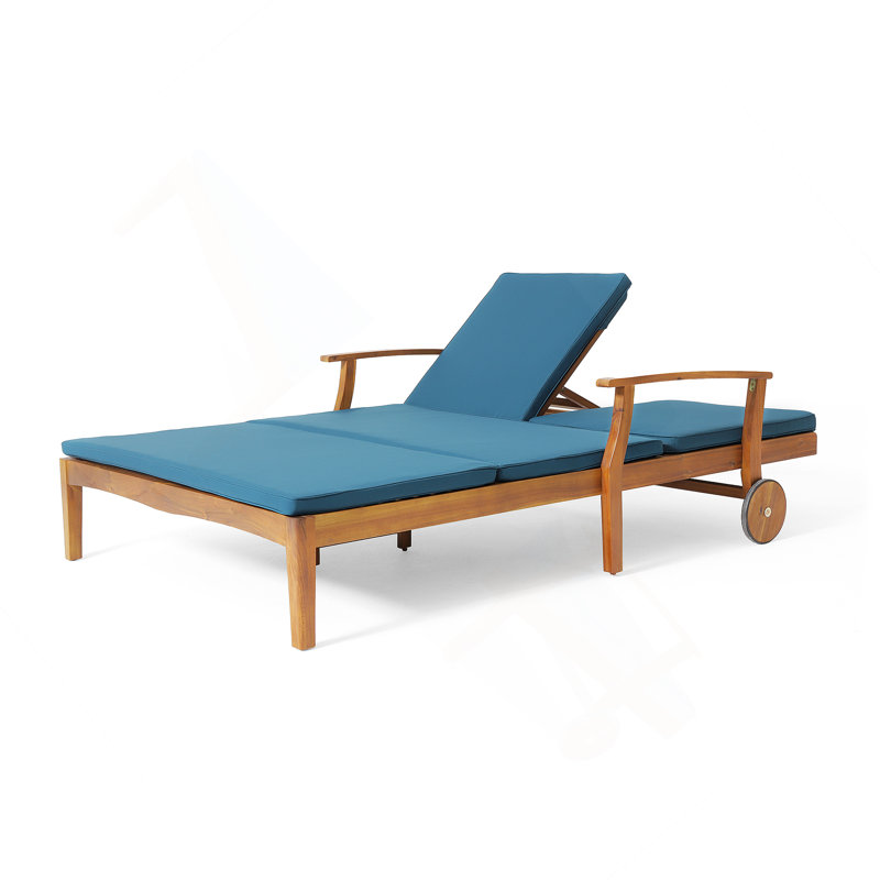 Double Chaise Lounge With Adjustable Sides And Quick-Drying Cushions For Outdoor Relaxation