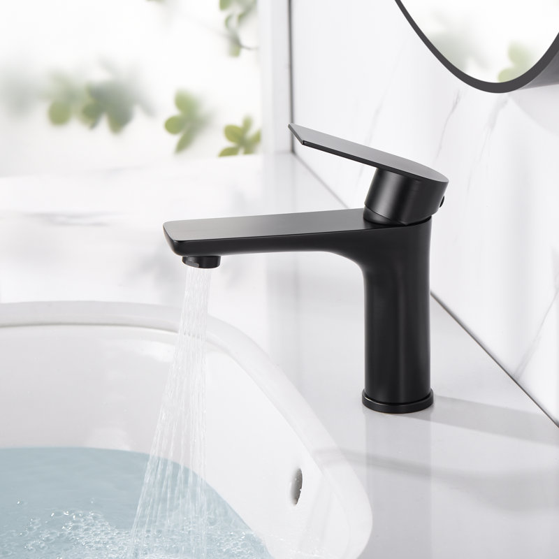 Single-Hole Single-Handle Bathroom Faucet,Deck Mount Bathroom Sink Faucet, Matte Black