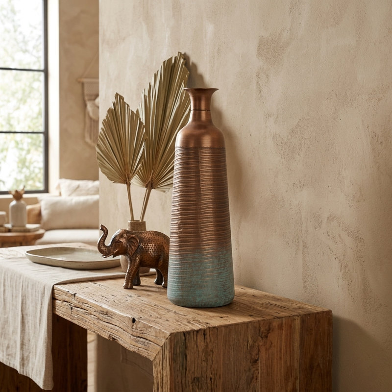 Farnaz Handmade Metal Floor Vase, 23.75" H x 7.5" W x 7.5" D