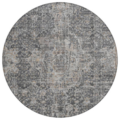 Scarlune Gray Washable Indoor-Outdoor Rug - LOOMLAN