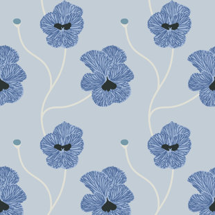 Papier peint floral «Flourish - Blue Petal» par Natalie Papier