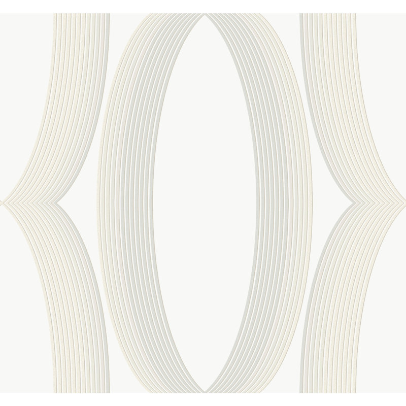 Progression Ogee Wallpaper Roll, White