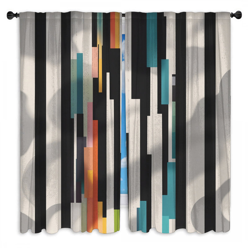 Rideau vertical à rayures verticales multicolores - 2 panneaux, 40 po x 50 po - 2 panneaux, Obscurcissement de chambre