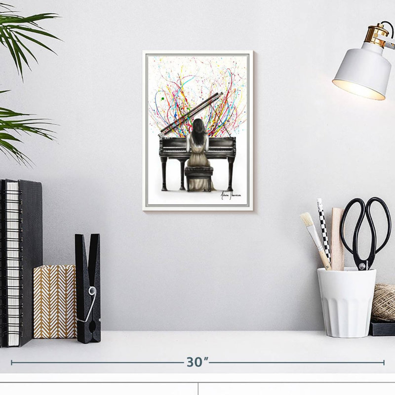 Piano à queue seul, 9" x 13", Floating Frame White