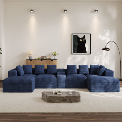 Canapé modulaire de 5 pièces sans assemblage avec chaises, console et porte-gobelet