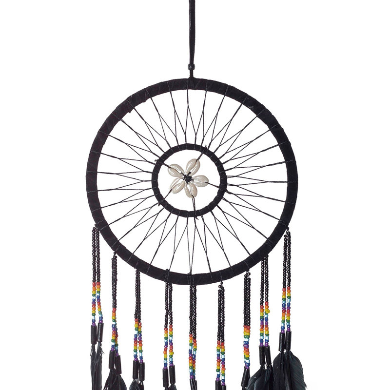 Capteur de rêves avec coquillages, style chaman, Noir