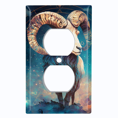 Couvercle de plaque d'interrupteur en métal; US standard taille 1 bande recto-verso - Zodiac Aries Ram