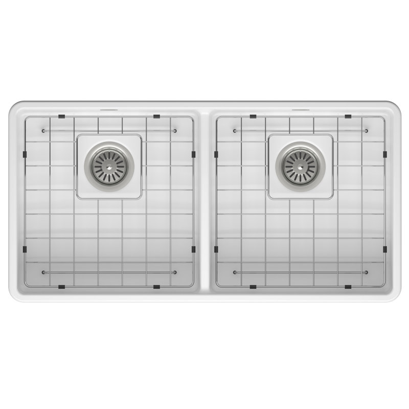Lusso 90D Ceramic Kitchen Sink, White, Bottom Grid - 895x480mm