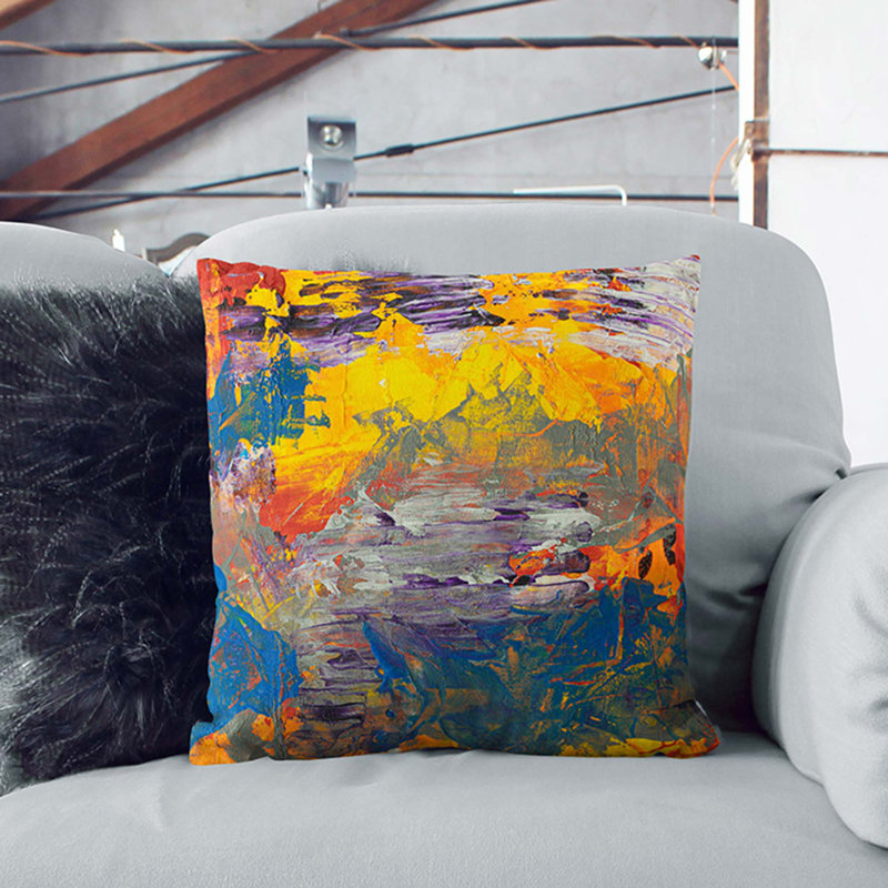 Abstract Square Throw Cushion, 40 x 40 cm, Black