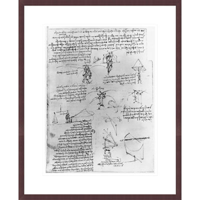 Drawings of Parachute Experiments and Flying Machines by Leonardo da Vinci -Framed Giclee Print