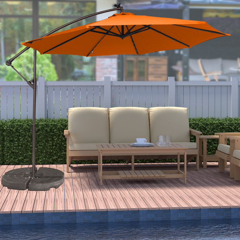 Parasol lumineux en porte-à-faux 9 pi 6 po Aya-Rose, Orange
