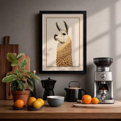 Llama in Profile Japandi - Framed Print