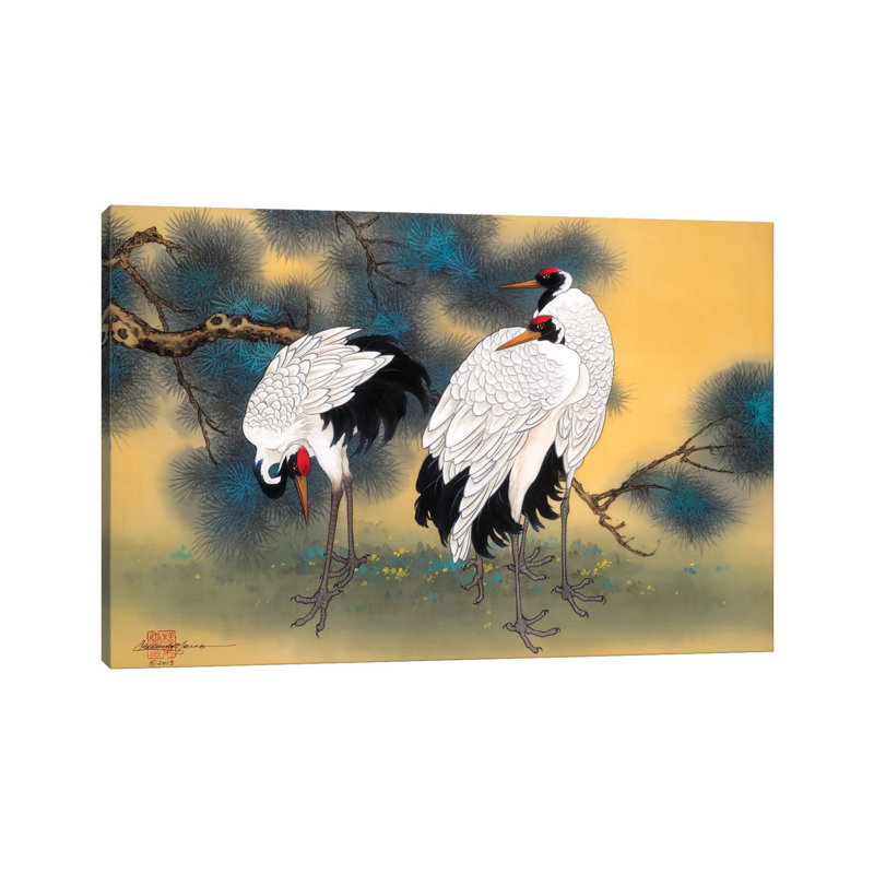 Morning Cranes - Painting on Canvas, Wrapped Canvas, 66.04 cm H x 45.72 cm W x 1.91 cm D