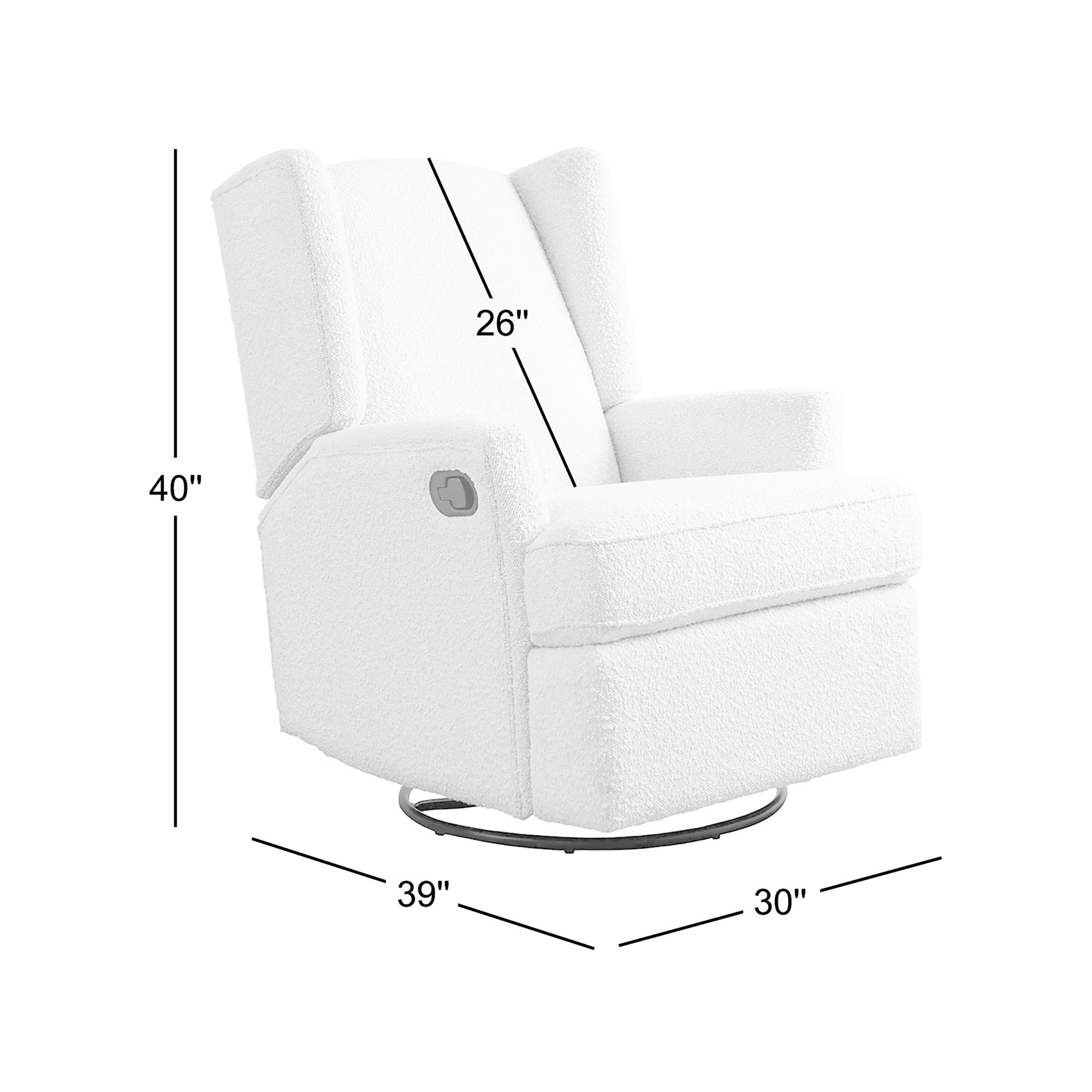 Heming Wingback Recliner Nursery Glider, Cream Boucle