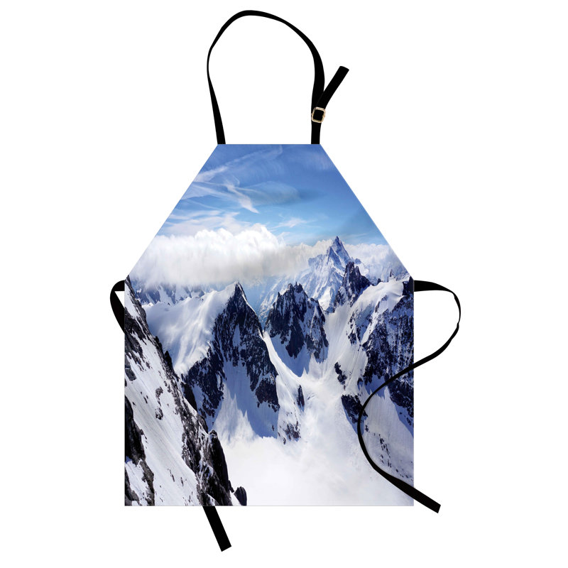 Tablier d'hiver East Urban Home unisexe, paysage de montagne, taille adulte, blanc bleu