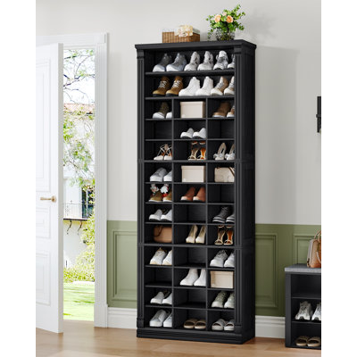 13 Tiers Shoe Storage Cabinet, Tall Shoe Cabinet with Cubby, Wooden Shoes Organizer for Closet, 52 Pairs, Shoes Cubby Organizer for Entryway, Hallway, Bedroom, White