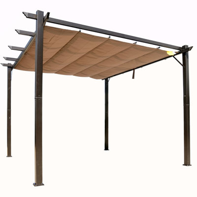 10' X 10' Outdoor Retractable Pergola Canopy, Aluminum Patio Pergola, Backyard Shade Shelter For Porch Party, Garden, Grill Gazebo