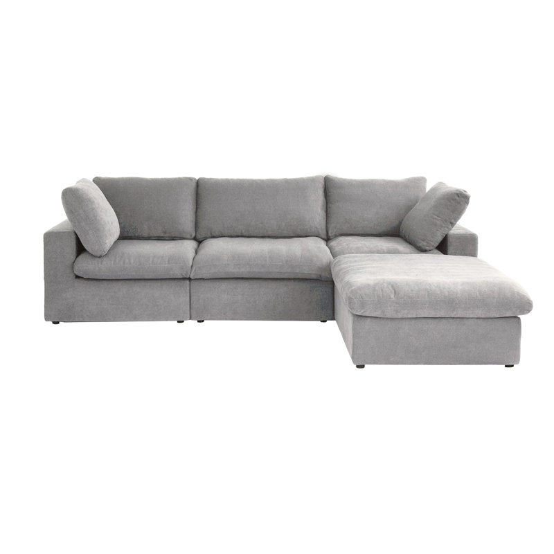 Kenda 4 - Piece Slipcovered Sectional, Gray Linen Blend