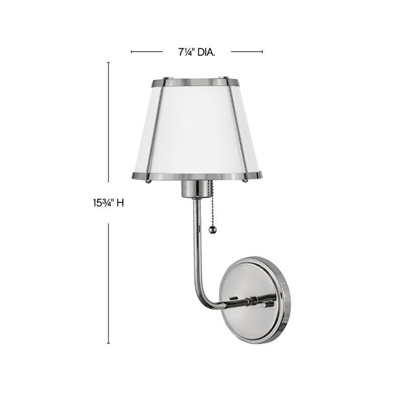 Clarke One Light Medium Wall Sconce with On/Off Pull Chain, Polished Nickel