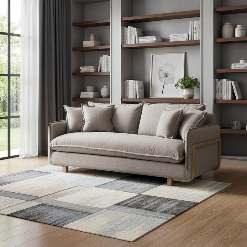 84" Brown Fabric Sofa