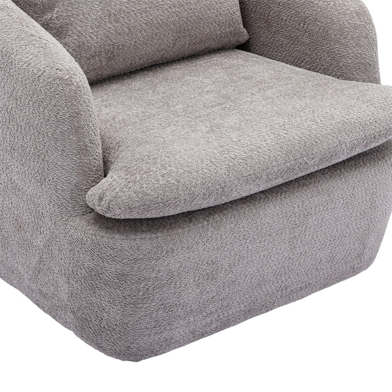 Fauteuil demi-tonneau pivotant l 32,48 po Willenzard, Velours gris