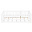 Lit simple blanc au sol - Pin, clôture, porte et 7 lattes en bois de pin, blanc, pour '-919671252-919671254