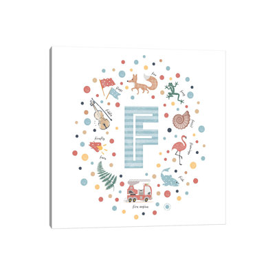 Lettre illustrée F bleue - impression