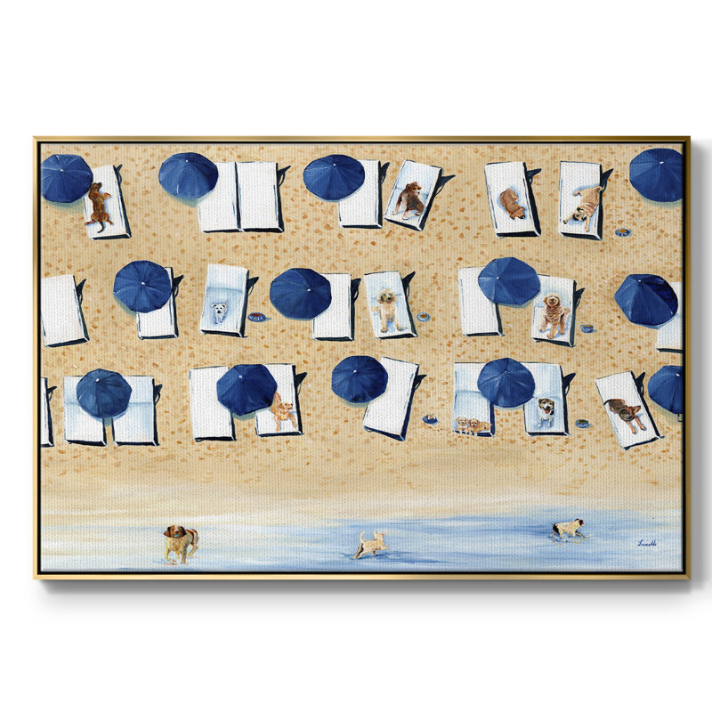 «Dogs Permis», reproduction d'art sur toile, H 17 po x l 25 po x P 2 po, Or