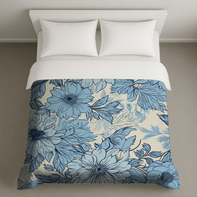 Housses de couette bleues à motif floral
