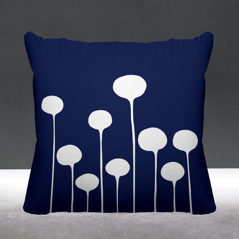 Courtland Outdoor Reversible Throw Pillow, 17W" x 17H", Navy Blue