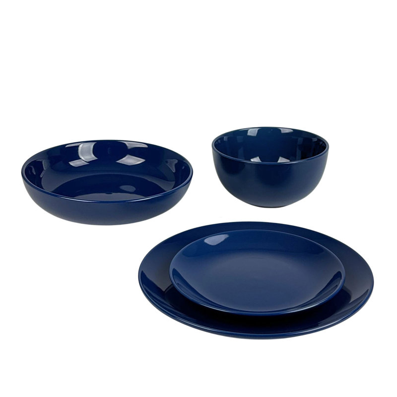 Keswick Stoneware Dinnerware Set - Service for 4, Blue