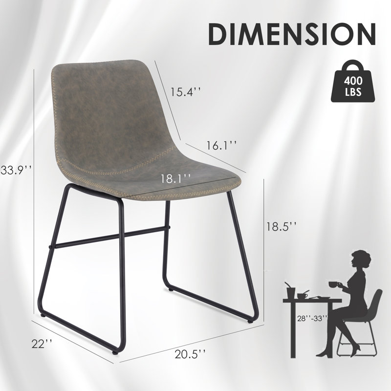 Chaise rembourrée en similicuir Ipke, Gris foncé