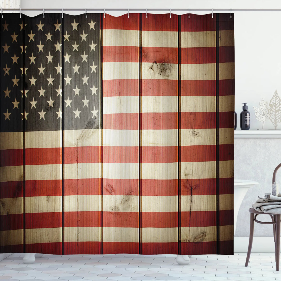 American Flag Shower Curtain with Hooks Included Ambesonne