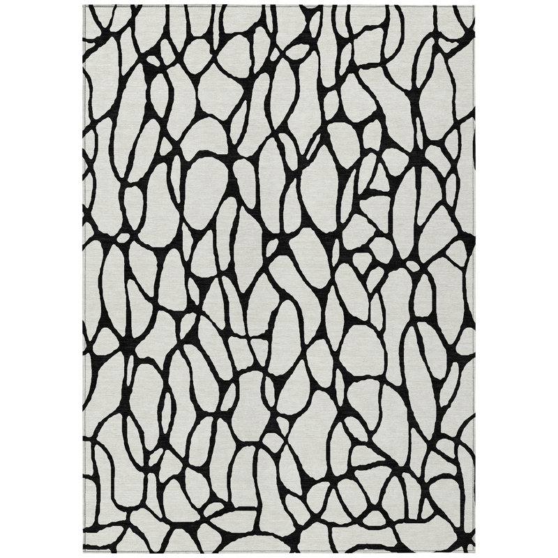 Elowira Ivory Washable Indoor-Outdoor Rug - , 2'6" x 3'10"