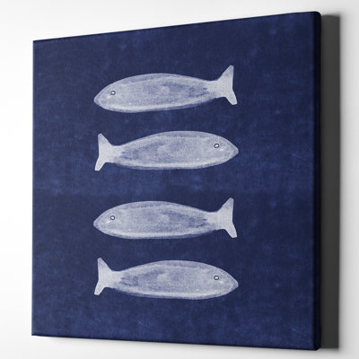 «Indigo Fish» par Linda Woods, art mural sur toile
