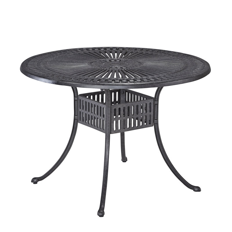 Frontenac Round Metal Outdoor Dining Table With Umbrella Hole , 48'' in. W 48'' in. D, 42" L x 42" W