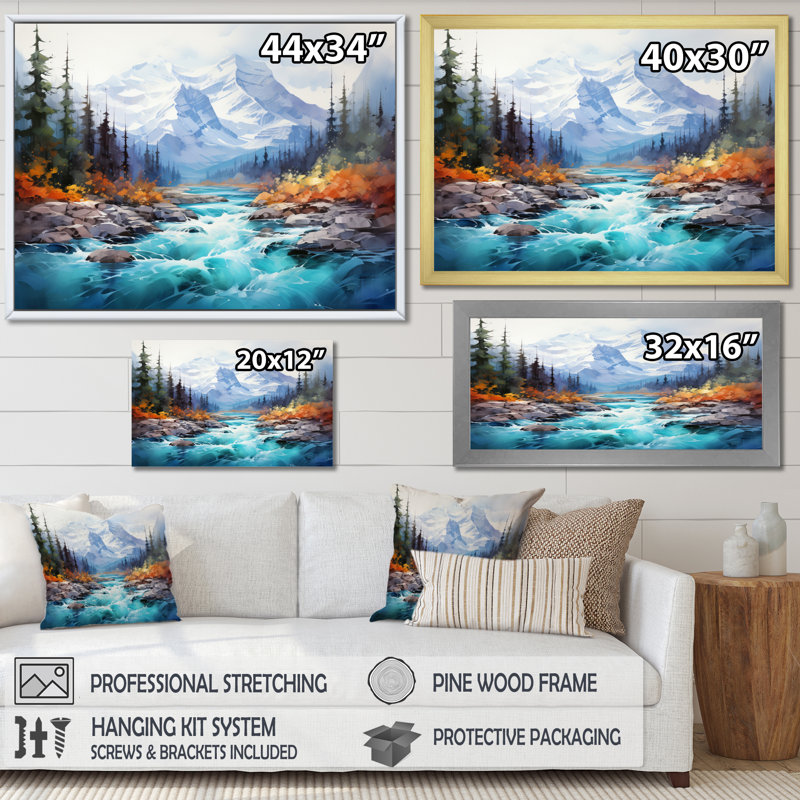 Canada Misty Mountain Majesty I sur impression sur toile, Encadrement doré, H 34 po x l 44 po x P 1,5 po