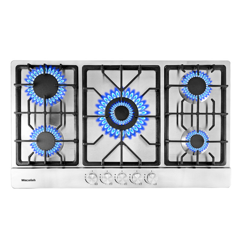 Weceleh 34" Gas Cooktop with Dual Size Power Burner Dual Fuel 5 Burner