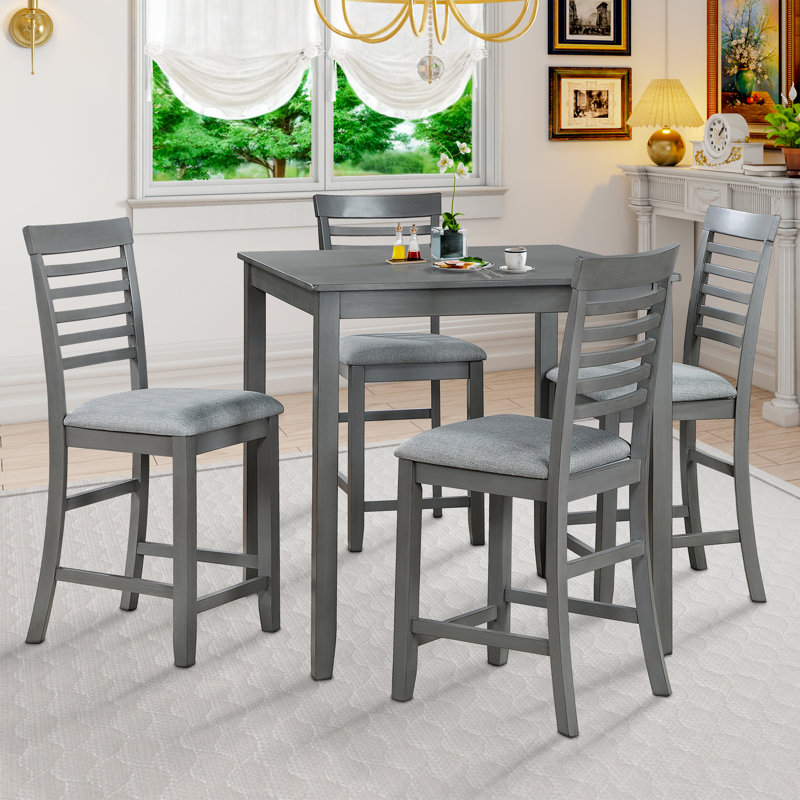 Ensemble repas à hauteur de comptoir pour 4 personnes, Noyer