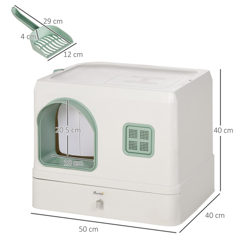 Plastic Enclosed Litter Box with Scoop
