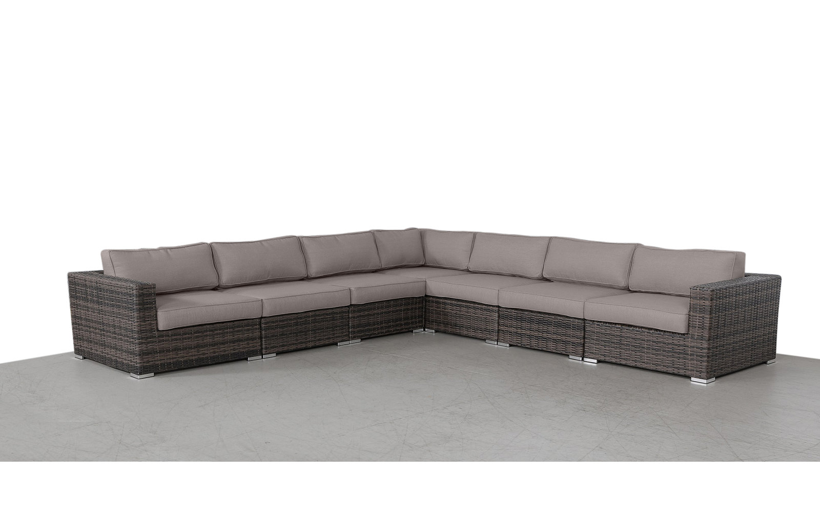 Foxtrot 122" Sunbrella® Patio Sofa, Sunbrella Taupe Cushion/Brown Frame