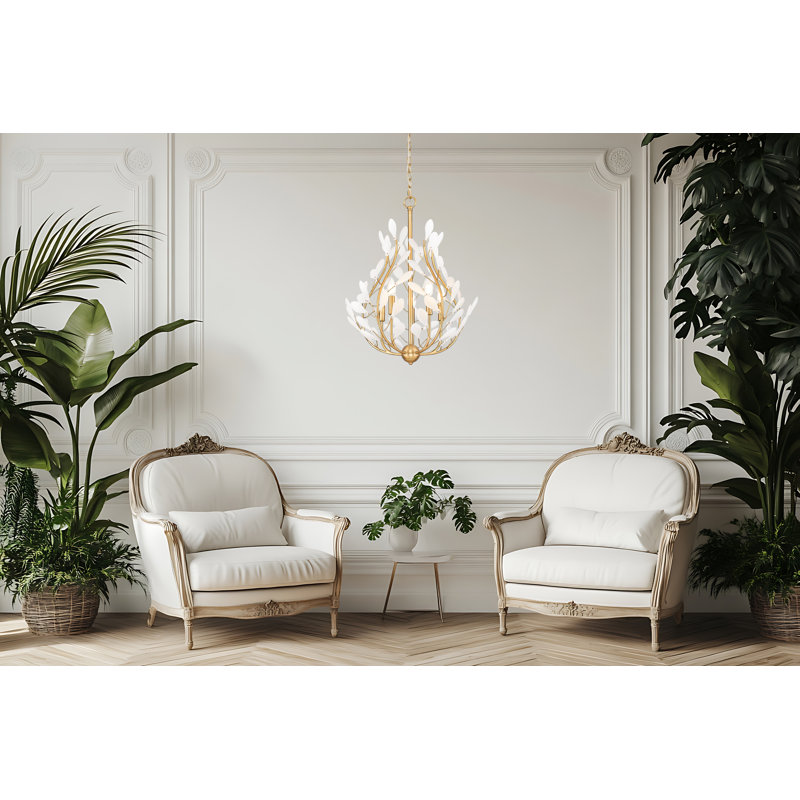 Claudine Modern Gold 5 Light Chandelier, 26" H x 24" W x 24" D, 5 Lights