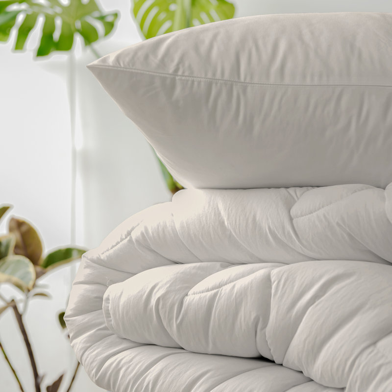 144TC 100% Organic Cotton Duvet Set, King Duvet Cover + 2 Standard Pillowscases, Ivory