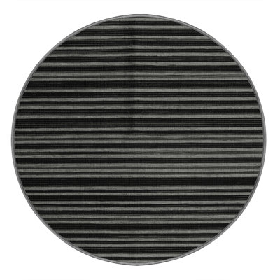 Machine Washable Horizontal Stripes Gray Area Rug