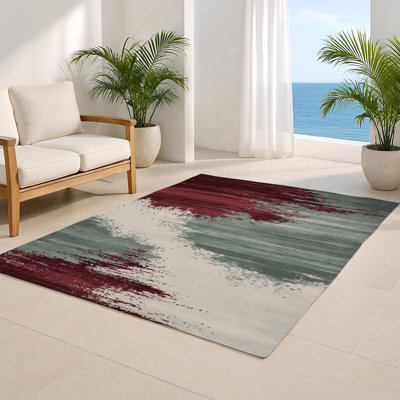 Watercolor Gray Indoor and Outdoor Area Rug