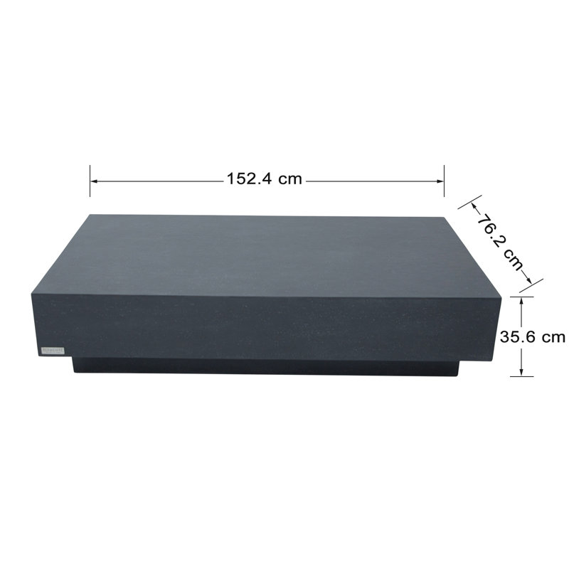TEVERE Rectangular Concrete Coffee Table 152.4 x 76.2 x 35.6 cm, Slate Black
