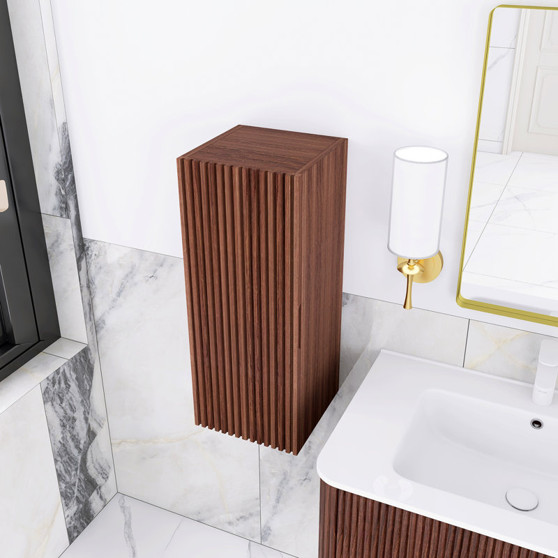 Armoire murale de meuble-lavabo mural 14 "en noyer, H 29,53 po x l 13,78 po x P 13,78 po, Noyer